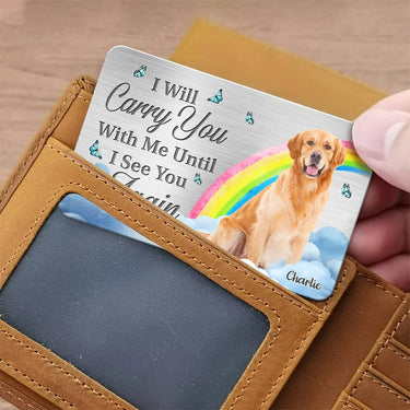 Custom Photo A True Friend Leaves Paw Prints on Your Heart - Aluminum Wallet Card: Personalized Memorial Keepsake - Supportive Sympathy Gifts for Loving Pet Owners, Pet Lovers