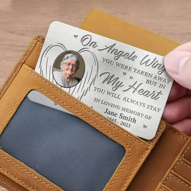 Custom Photo The Angels Took You Home - Personalized Memorial Aluminum Wallet Card - A Meaningful Tribute for Family Members