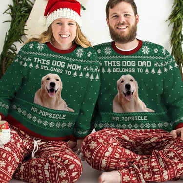 Custom Photo Proudly Owned by My Dog - Personalized Unisex Ugly Christmas Sweater, Full-Print Wool Sweatshirt, Holiday - Gift For Pet Lovers, Pet Owners, Christmas Gift