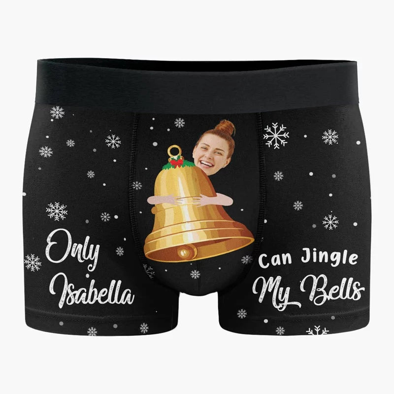 Custom Photo Shake the Sleigh - Funny Personalized Custom Boxer Briefs, Men's Boxers - Birthday Gift, Christmas Gift For Boyfriend, Husband, Anniversary