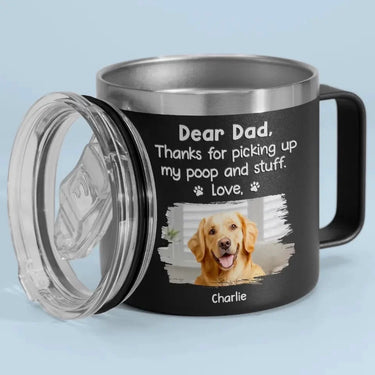 Custom Photo Thanks a Bunch for Getting My Stuff - Personalized Cat Design 14oz Stainless Steel Tumbler with Handle - Gift Ideas for Owners and Lovers of Pets