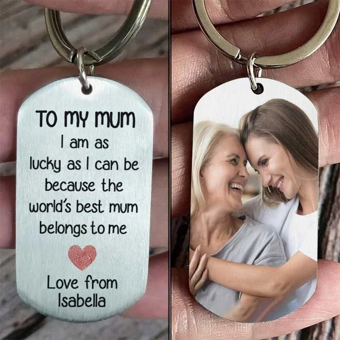 Custom Photo The Heart of Our World - Family Personalized Custom Keychain - Gift For Mom, Grandma , Mother's Day