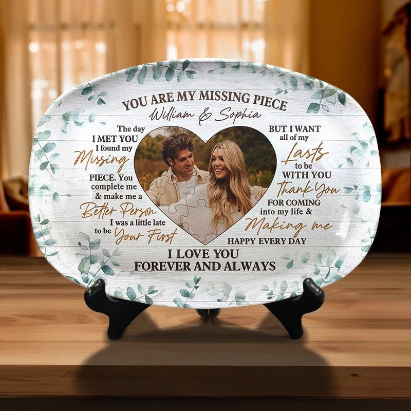 Custom Photo The Part I Was Waiting For - Custom Engraved Couple Platter - Anniversary, Gift for Couple, Husband &amp; Wife