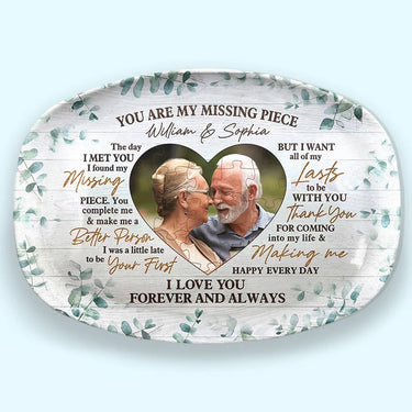 Custom Photo The Part I Was Waiting For - Custom Engraved Couple Platter - Anniversary, Gift for Couple, Husband &amp; Wife