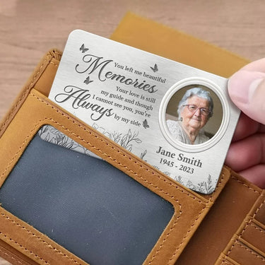 Custom Photo Your Love Lights My Path Always - Personalized Memorial Aluminum Wallet Card - A Meaningful Tribute for Family Members