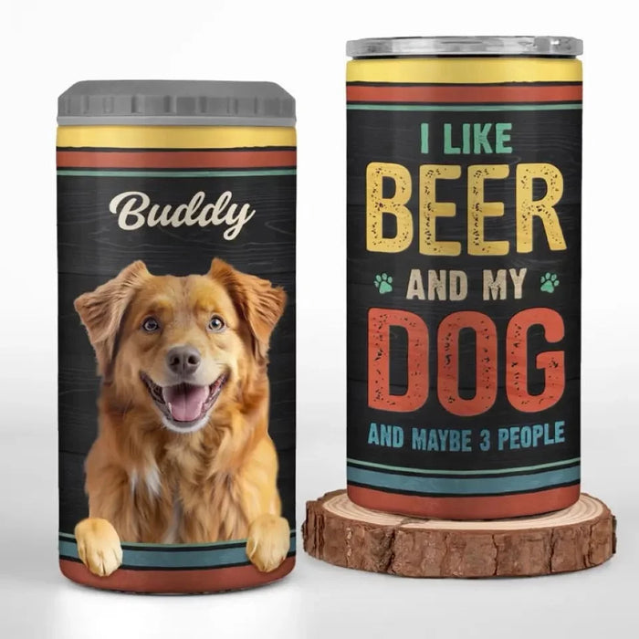 Custom Photo Dog Fixes My Mood, Beer Fixes My Mind - Dog Personalized Custom Can Cooler Tumbler - Father's Day, Gift For Pet Owners, Pet Lovers