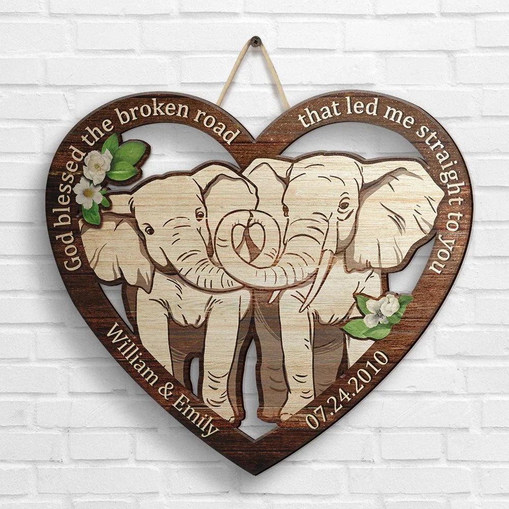Elephant Couple A Love Meant to Be - Custom Carved Wooden Sign - Romantic Gift for Couples, Husband and Wife