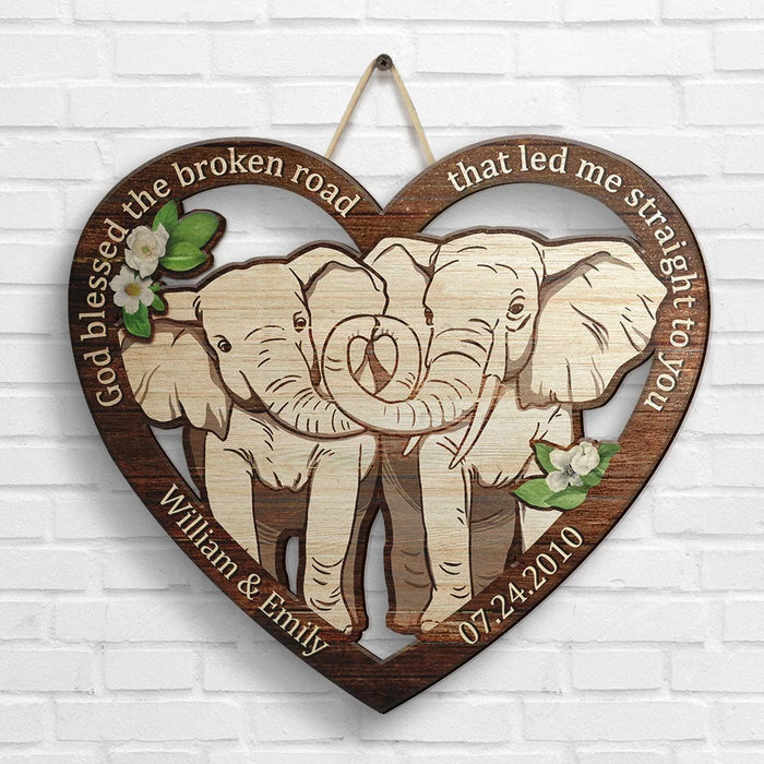 Elephant Couple A Love Meant to Be - Custom Carved Wooden Sign - Romantic Gift for Couples, Husband and Wife