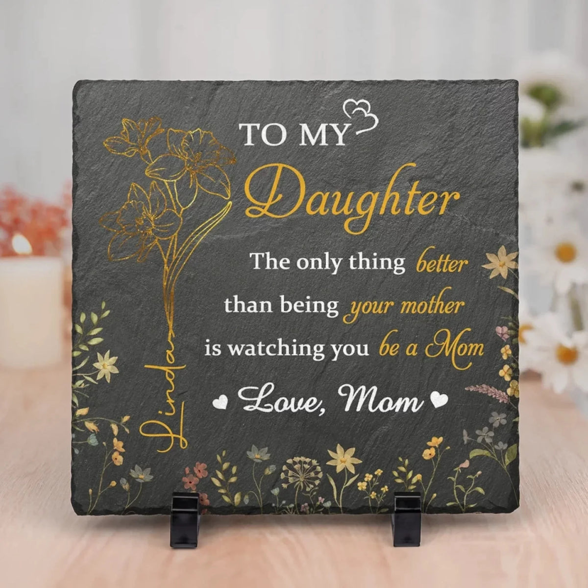 Endlessly Proud of You - Personalized Family Square Stone with Stand - Mother's Day, Gift For Mom, Daughter