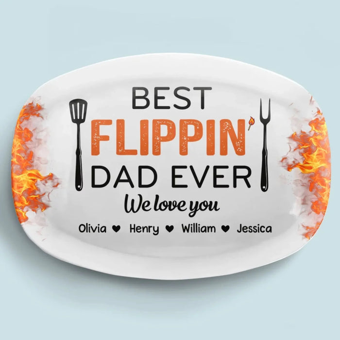 Flippin’ Awesome Father - Custom Engraved Family Platter -  Great for Father’s Day, Birthday Gift For Dad &amp; More