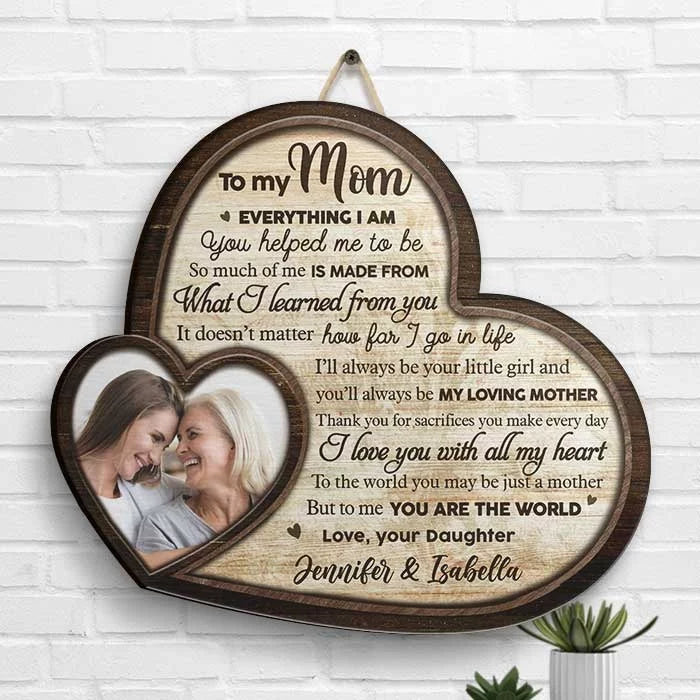 Custom Photo Forever Grateful, Forever Loving You, Mom - Engraved Wooden Sign with Unique Shape - Mother's Day, Gift For Mom, Grandma