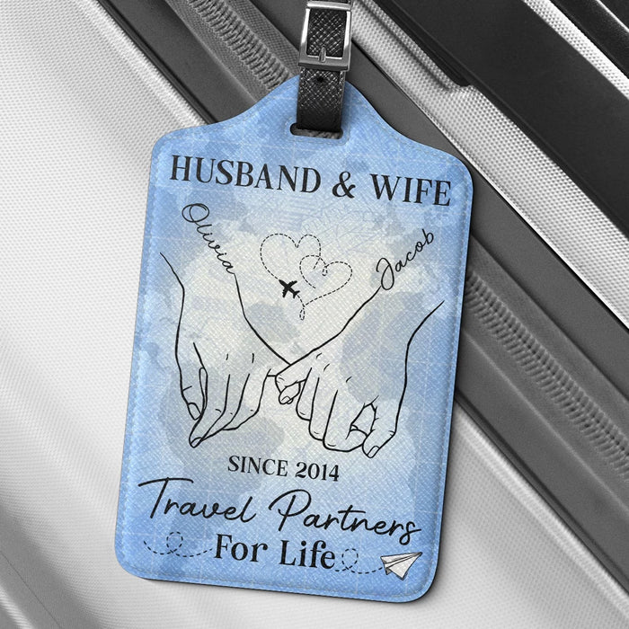 Forever Travel Buddies: Husband and Wife Edition - Customizable Travel Luggage Tag - Gift For Travel Lovers, Husband Wife, Anniversary
