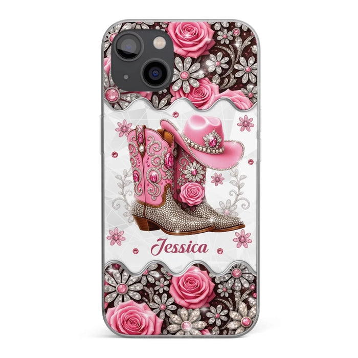 Glitter Cowgirl - Clear Phone Case with 3D Inflated Print Effect - Perfect Gifts for Her