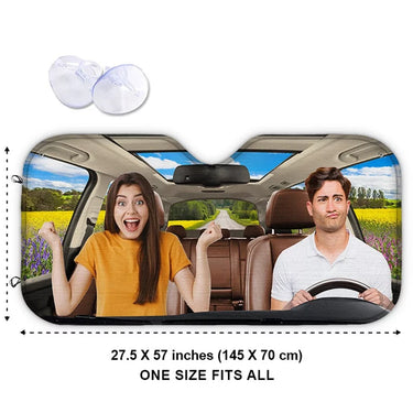 Custom Photo Good Vibes Together - Personalized  Custom Auto Sunshade Car Window Protector - Gift For Couple, Husband , Wife