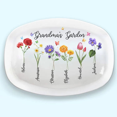 Grandma’s Magical Garden - Custom Engraved Family Platter - Mother's Day, Birthday Gift For Grandma