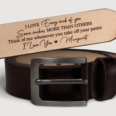 There’s Not a Part of You I Don’t Love - Customizable Couple’s Leather Belt with Engraving – Perfect Anniversary Gift for Husband or Boyfriend