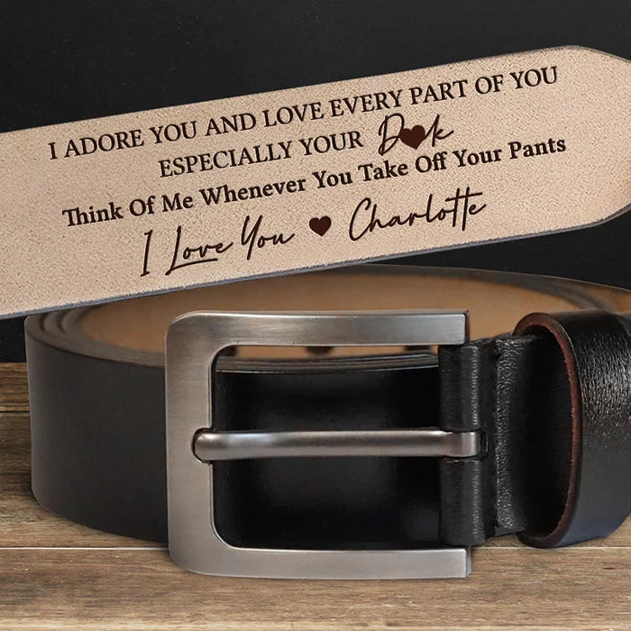 I Cherish Everything About You -Customizable Couple’s Leather Belt with Engraving – Perfect Anniversary Gift for Husband or Boyfriend