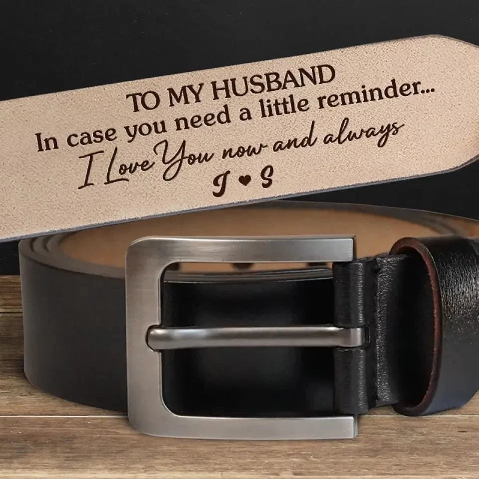 Loving You Now and for a Lifetime - Customizable Couple’s Leather Belt with Engraving – Perfect Anniversary Gift for Husband or Boyfriend