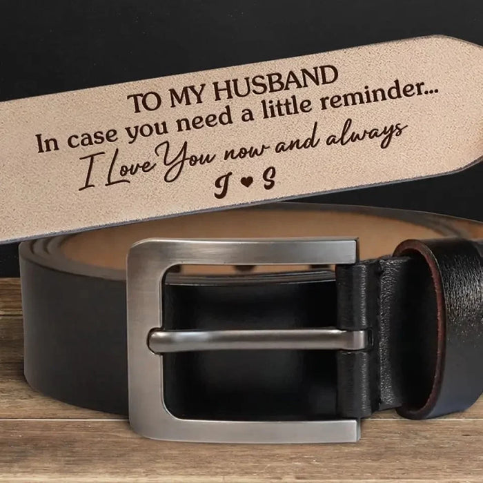 Loving You Now and for a Lifetime - Customizable Couple’s Leather Belt with Engraving – Perfect Anniversary Gift for Husband or Boyfriend