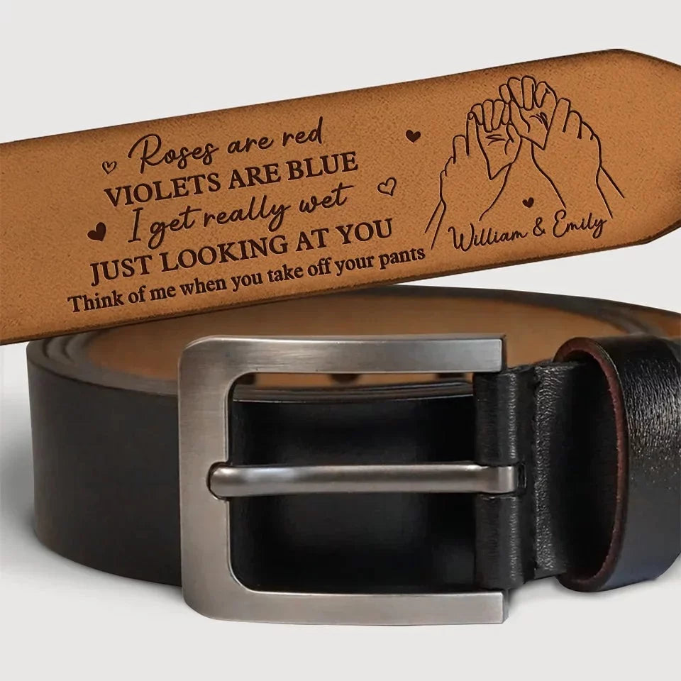 You Fill My Thoughts in the Calmest Times - Customizable Couple’s Leather Belt with Engraving – Perfect Anniversary Gift for Husband or Boyfriend