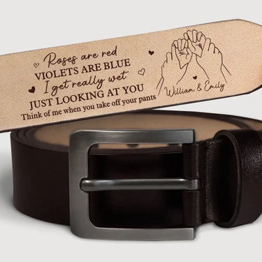 You Fill My Thoughts in the Calmest Times - Customizable Couple’s Leather Belt with Engraving – Perfect Anniversary Gift for Husband or Boyfriend