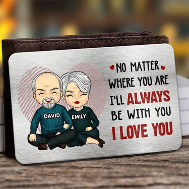 Through Every Step, I’ll Always Be With You - Personalized Custom Aluminum Wallet Card for Couples - Perfect for Anniversaries &amp; Special Moments, Husband, Wife