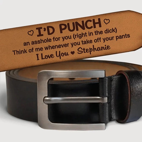 Always Here to Defend You First - Customizable Couple’s Leather Belt with Engraving – Perfect Anniversary Gift for Husband or Boyfriend