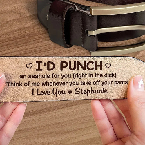Always Here to Defend You First - Customizable Couple’s Leather Belt with Engraving – Perfect Anniversary Gift for Husband or Boyfriend