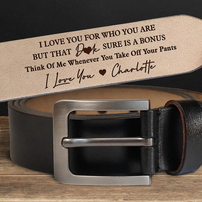 That’s Just the Cherry on Top – Customizable Couple’s Leather Belt with Engraving – Perfect Anniversary Gift for Husband or Boyfriend