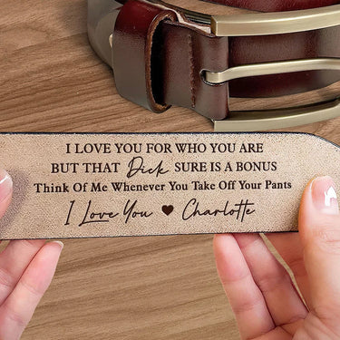 That’s Just the Cherry on Top – Customizable Couple’s Leather Belt with Engraving – Perfect Anniversary Gift for Husband or Boyfriend