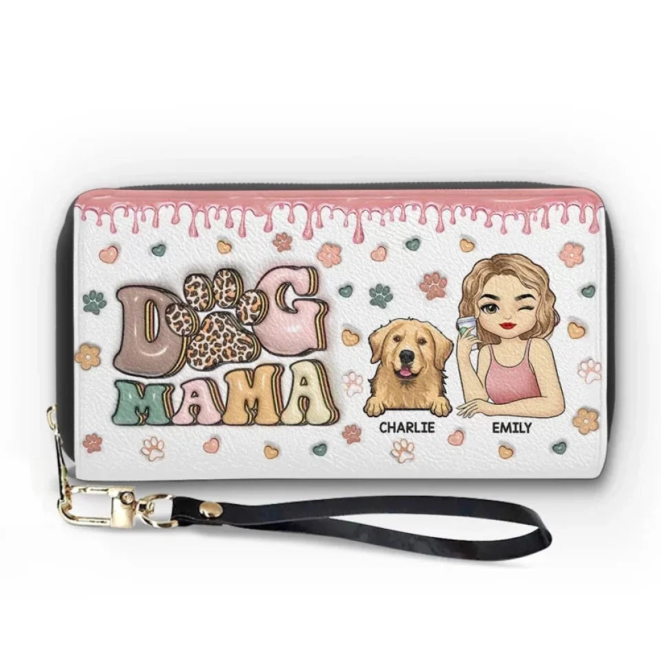 Love With Four Paws - Custom Leather Long Wallet with 3D Pet Design - Made for Animal Lovers and Proud Pet Owners