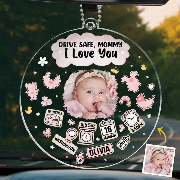 Custom Photo A Cherished Connection, A Memorable Day - Personalized Family Custom Car Ornament – Acrylic Shaped Design - Mother's Day, Baby Shower Gift, Gift For First Mom