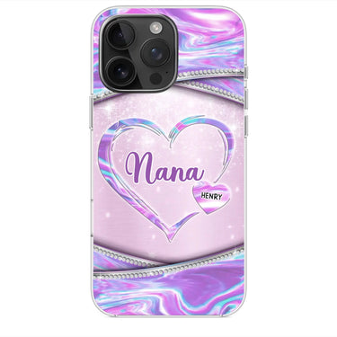 Nana’s Heart, A Garden of Love - Custom Clear Phone Case with Personalized Family Design - Mother's Day, Gift For Mom, Grandma