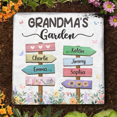 Our Family Garden Awaits You - Personalized Family Square Stone with Stand - Gift For Family Members