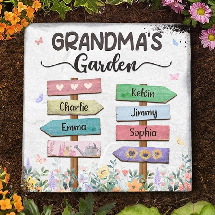 Our Family Garden Awaits You - Personalized Family Square Stone with Stand - Gift For Family Members
