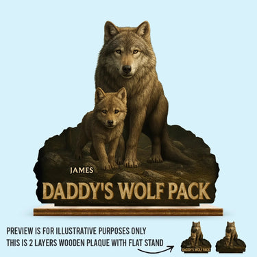 Papa Guides, We Trust - Custom 2-Layered Wooden Plaque for Family with Flat Display Stand - Father’s Day, Presents for Dad and Grandpa