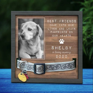 Custom Photo Pawprints in Heaven, Memories on Earth - Pet Remembrance Sign with Personalized Collar Frame - A Special Gift for Pet Lovers and Those Remembering a Beloved Pet