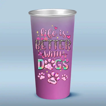 Paws & Happiness - Changing Color Cup with Custom Family Design - Perfect Gift for Dog Moms & Animal Lovers