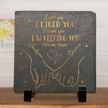 Perfect Love, Thanks to You - Personalized Couple Square Stone with Stand - Anniversary , Perfect Gift Fof Couple, Husband &amp; Wife