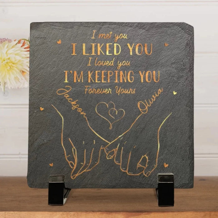 Perfect Love, Thanks to You - Personalized Couple Square Stone with Stand - Anniversary , Perfect Gift Fof Couple, Husband &amp; Wife