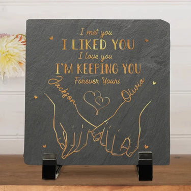 Perfect Love, Thanks to You - Personalized Couple Square Stone with Stand - Anniversary , Perfect Gift Fof Couple, Husband &amp; Wife