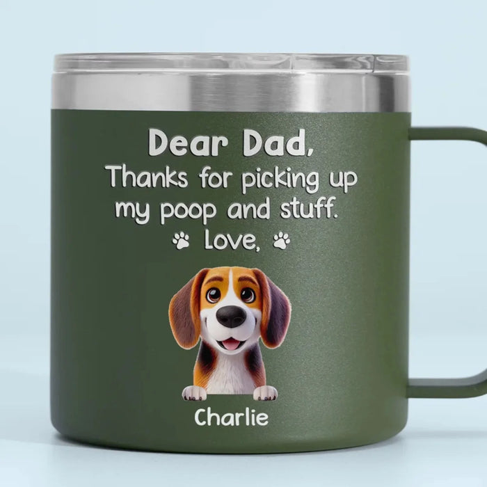 Pet Me, Treat Me, Spoil Me - Personalized Dog & Cat Design 14oz Stainless Steel Tumbler with Handle - Gift Ideas for Owners and Lovers of Pets