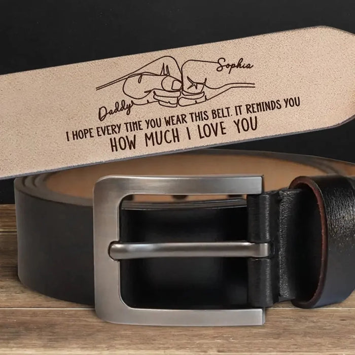 A Token of My Endless Love for You - Personalized Leather Belt with Custom Family Engraving- The Best Father’s Day Gift for Dad and Grandpa