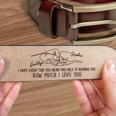 A Token of My Endless Love for You - Personalized Leather Belt with Custom Family Engraving- The Best Father’s Day Gift for Dad and Grandpa