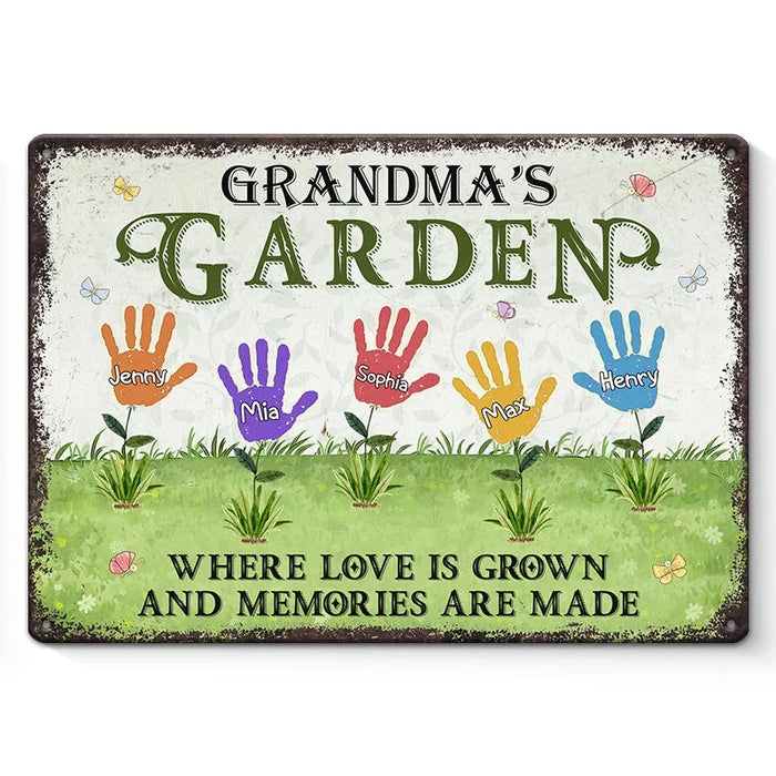 Rooted in Your Love, We Blossom - Personalized Family Name Metal Sign for Cozy Home Decor - Mother's Day, Gift For Grandma