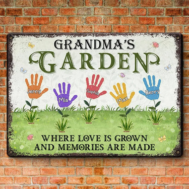 Rooted in Your Love, We Blossom - Personalized Family Name Metal Sign for Cozy Home Decor - Mother's Day, Gift For Grandma