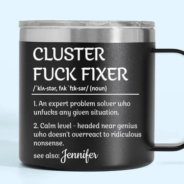 Slaying Without Even Trying - Custom Personalized 14oz Stainless Steel Tumbler with Handle for Coworker - Gifts for Collegues