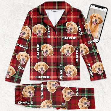 Custom Photo: Pugs and Kisses to Brighten Your Day - Custom Pajamas Featuring Your Beloved Dog and Cat's Faces - Festive Christmas Gifts for Pet Owners, Pet Lovers