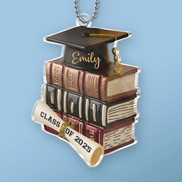 The Journey to Wisdom Begins with a Book - Custom Acrylic Car Ornament – Personalized Family Design - Celebrate Graduation with a Gift for Brothers, Sisters, and Family
