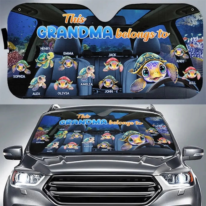 This Loving Grandma's Treasures - Personalized Family Custom Auto Sunshade Car Window Protector - Gift For Mom, Grandma, Mother's Day